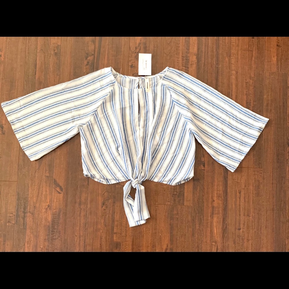 Peppermint Striped Crop Top With Tie at Waist NWT